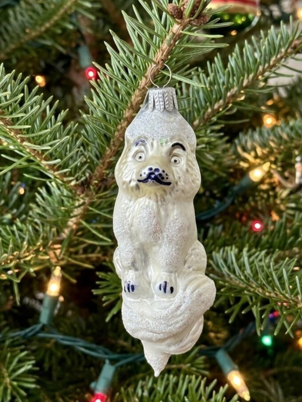 Vintage Snow Fox Glass Christmas Ornament Larry Fraga